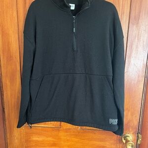 PINK Victoria's Secret Black Half Zip-Up Sweatshirt